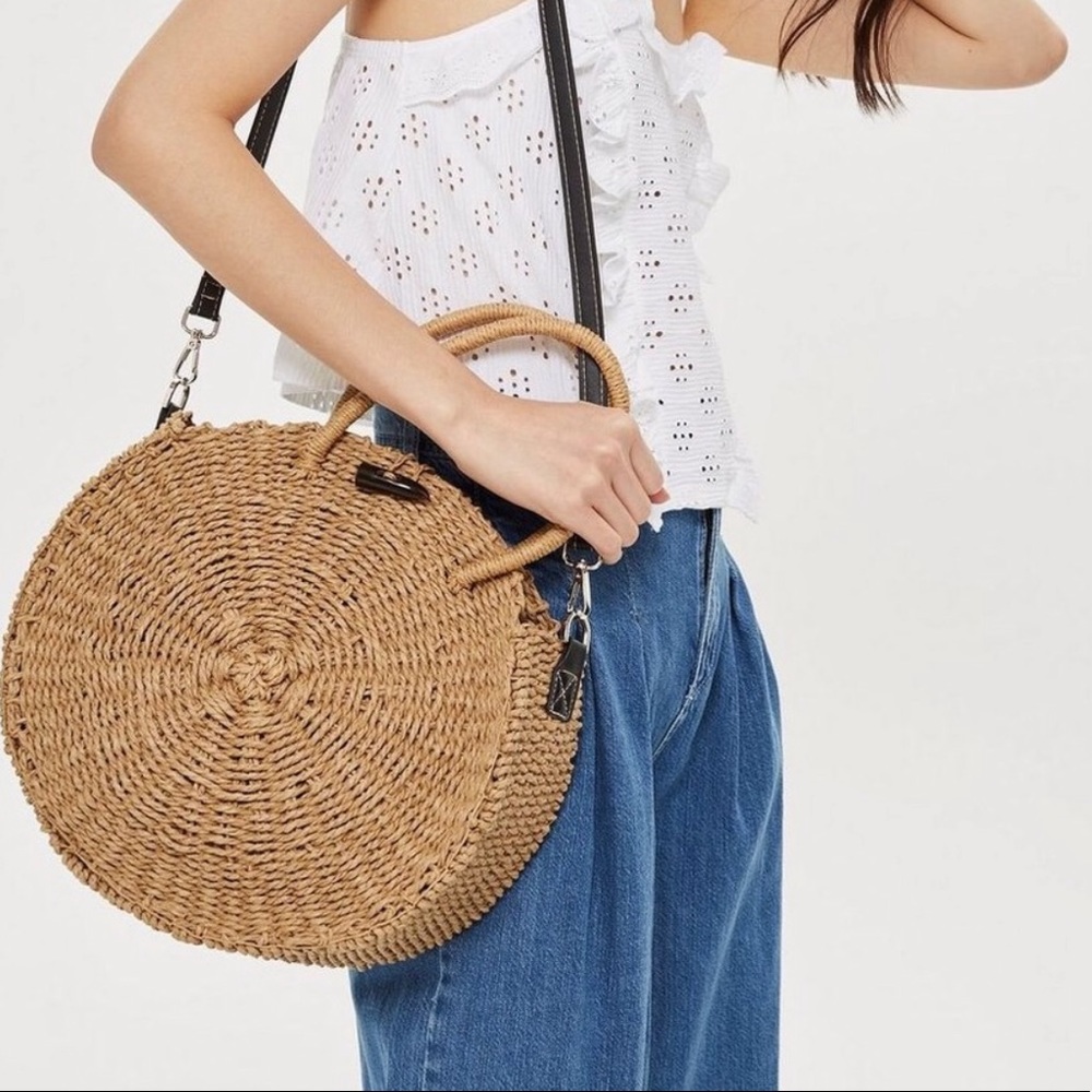 TOPSHOP Straw tote, round